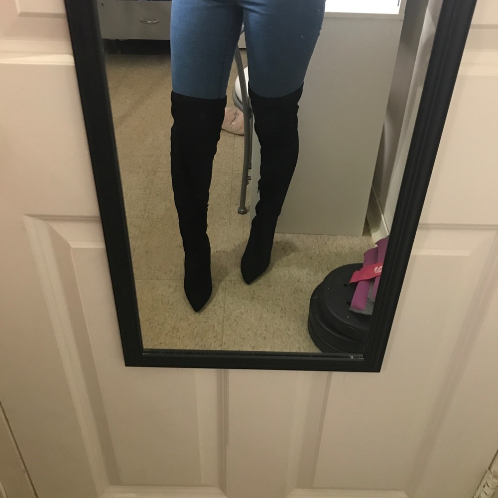 Over the knee high heel boots
